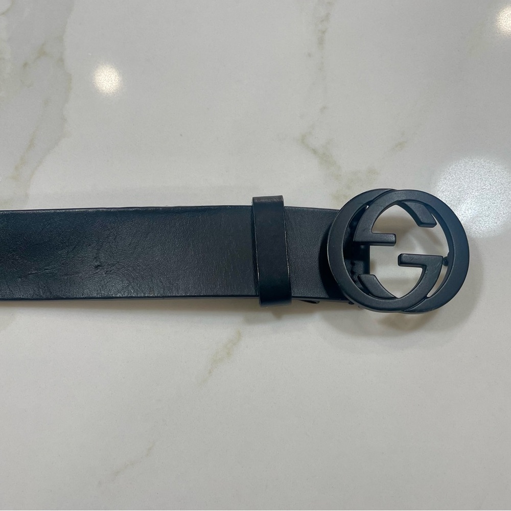 Interlocking Black Gucci Leather Belt Men’s